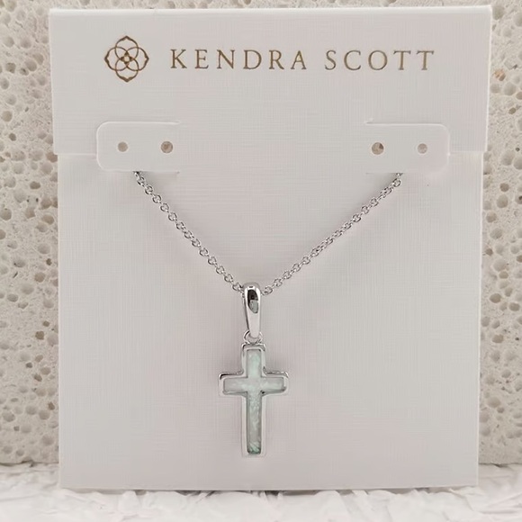 Kendra Scott Jewelry - Kendra Scott Cross Silver Pendant Necklace in Kyocera Opal